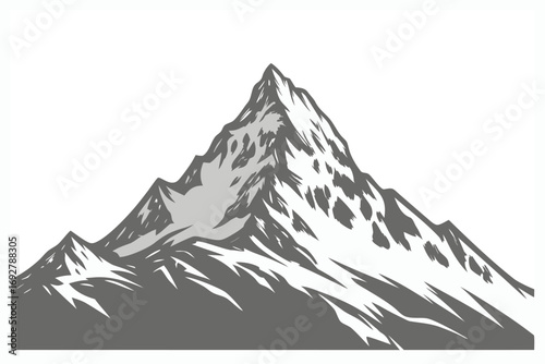 Grayscale Pointillist Mountain Peak with Snow Patches winter landscape