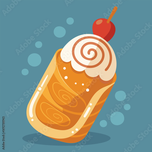 A delicious cinnamon roll with a cherry on top