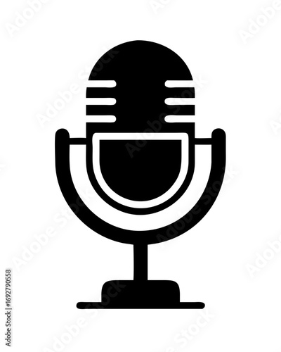 Retro microphone isolated on white background.Old metal recording microphone isolated against a white background in a vector illustration
