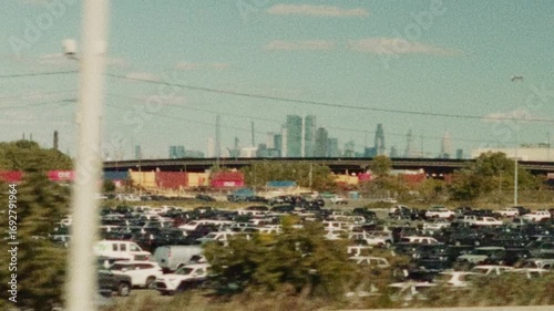 Super 8 Footage of Driving Scenics in New Jersey, Passing Views of the Manhattan Skyline in the Distance