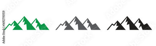 Mountains peaks icons graphic vector illustration element,Mountains icon vector set. Rocky peaks. Mountains ranges. Black and white mountain icon,Mountain vector icon design template