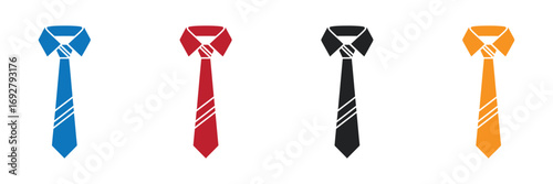 tie icon. Necktie and neckcloth symbol. Flat Vector illustration.Colorful ties for professional business fashion icons art,realistic vector icon illustration set. Isolated on white. 