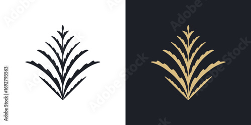 Elegant logo template, emblem design with plant elements. Luxury vector pattern