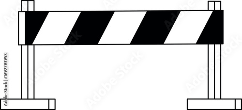 Safety road barrier black-and-white vector illustration