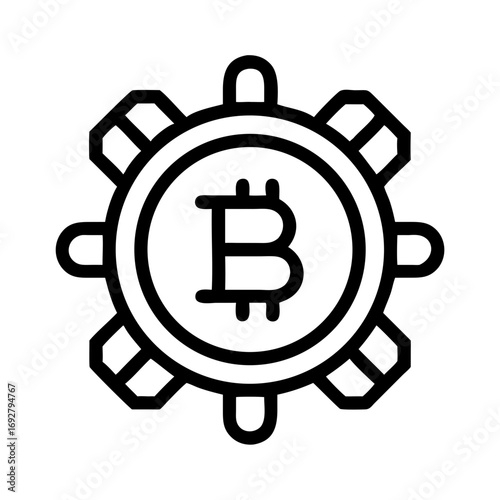 Bold Cryptocurrency Coin Icon – Blockchain and Bitcoin Finance Vector