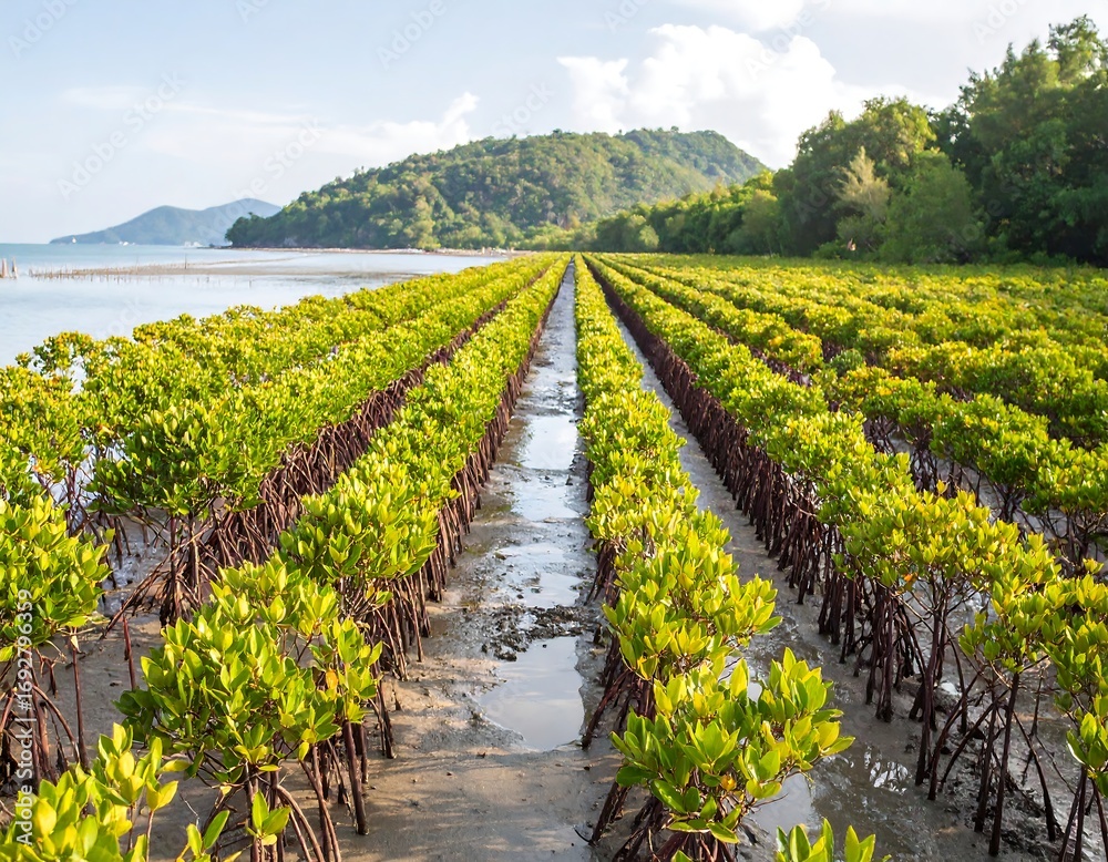 Obraz premium Coastal mangrove restoration project