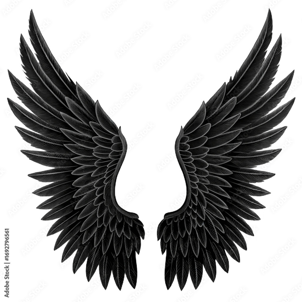 Obraz premium Stylized Angel Wings Illustration on Transparent Background