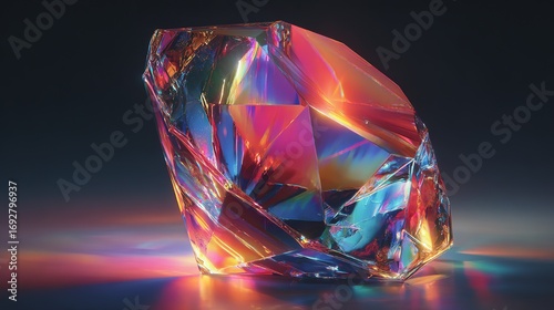 A cube with a blue center and orange and red sides