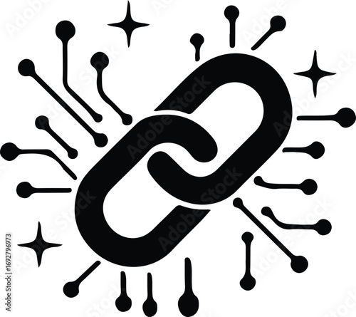 Silhouette blockchain link chain connection technology network vector illustrator