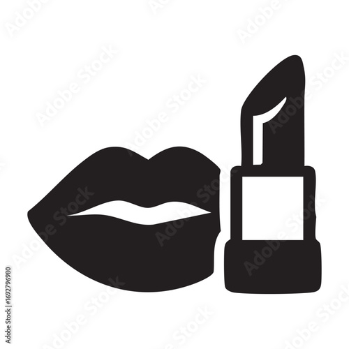 makeup and cosmetics, particularly lipstick and emphasis on feminine beauty. Vector