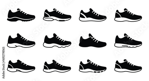 a variety of sneakers displayed in neat rows