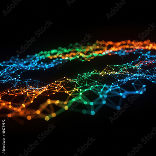 Abstract network connections illuminate digital space, creating mesmerizing visual, conveying sense of technological wonder and complex system