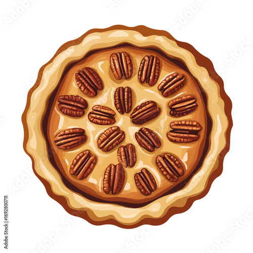 Pecan Pie, flat style 2D vector image, isolated on a white background