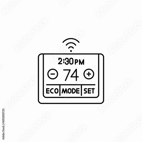 smart thermostat eco mode icon sign vector