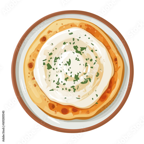 Minimal flat vector of a Langos, 2D icon-style illustration on white background