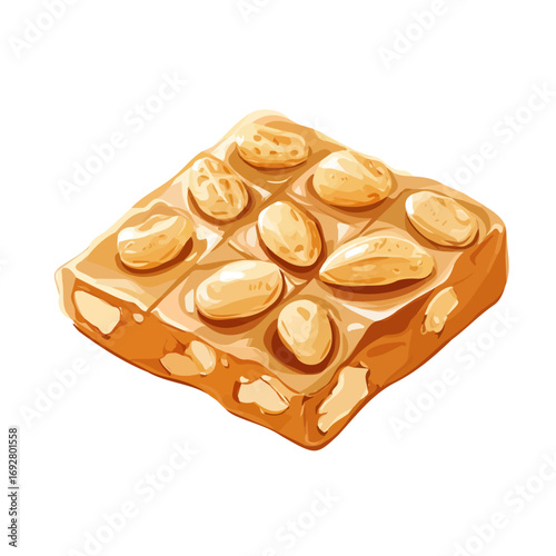 Flat 2D Peanut Brittle illustration, vector graphic in icon style, on white background