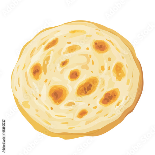Flat 2D Roti Canai illustration, vector graphic in icon style, on white background