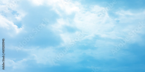 Blue clouds, sunny sunlight effect on the white fluffy clouds, rainy day, fresh natural weather background banner marketing image, surface splashed love day gift 