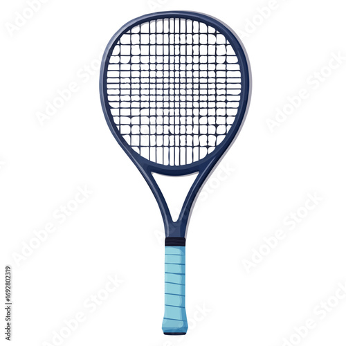 Flat 2D Tennis Racket illustration, vector graphic in icon style, on white background
