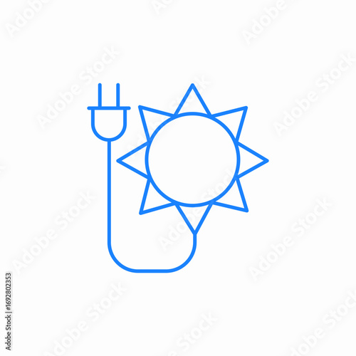 solar energy sun and electric plug connected by line suggesting wire icon sign vector