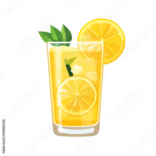 2D flat vector illustration of a Lemon Spritzer in icon style, isolated on white background