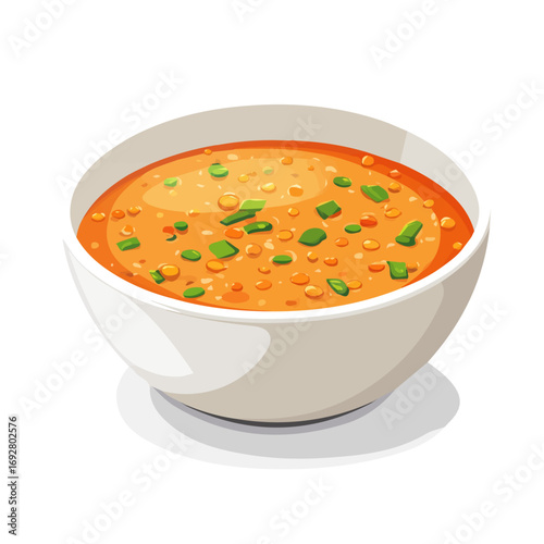 Flat 2D Lentil Soup illustration, vector graphic in icon style, on white background