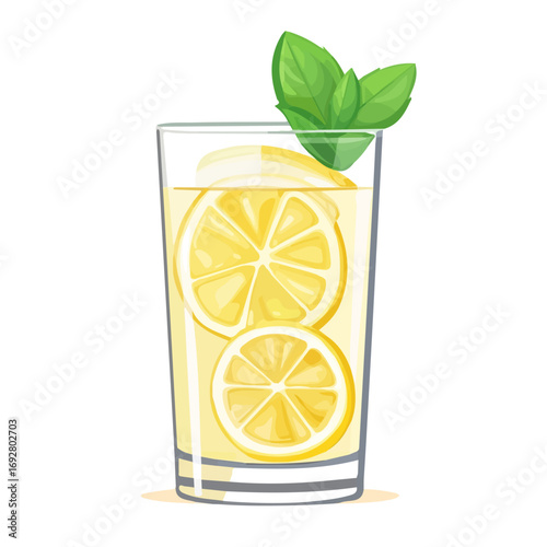 Minimal flat vector of a Lemon Spritzer, 2D icon-style illustration on white background