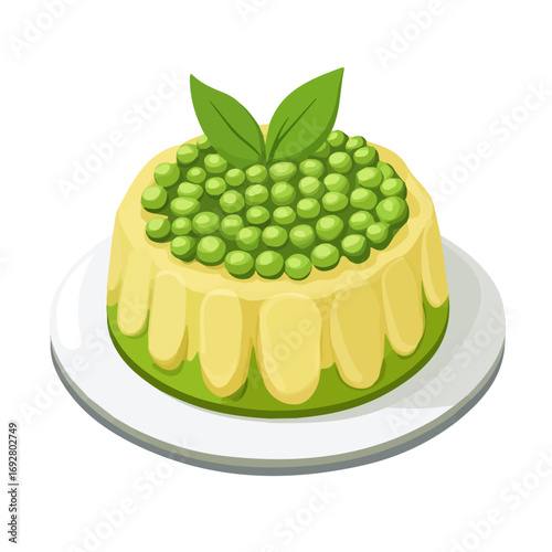 Minimal flat vector of a Mung Bean Cake, 2D icon-style illustration on white background