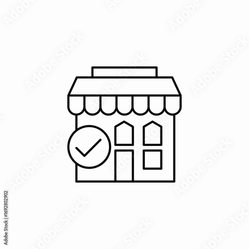 storefront check mark icon sign vector