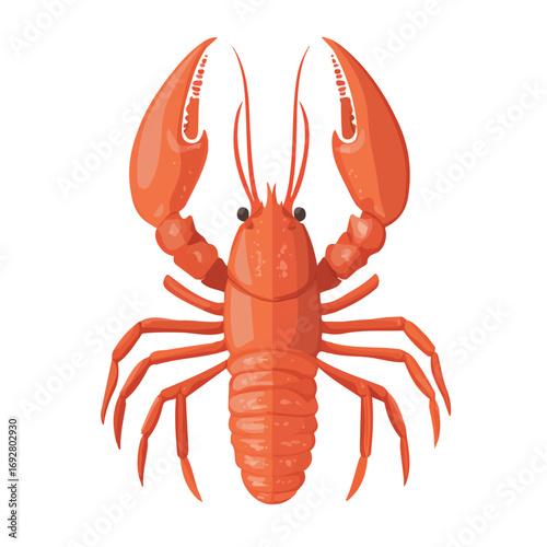 2D flat vector illustration of a Lobster in icon style, isolated on white background