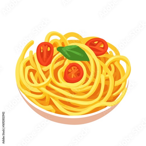 Spaghetti, flat style 2D vector image, isolated on a white background