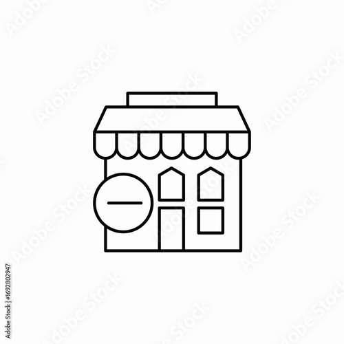 storefront minus remove icon sign vector