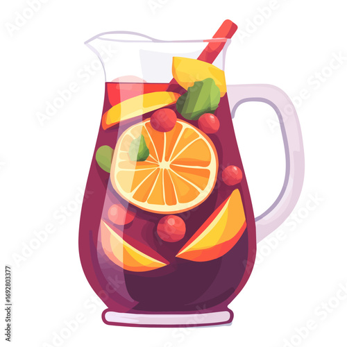 Sangria, flat style 2D vector image, isolated on a white background