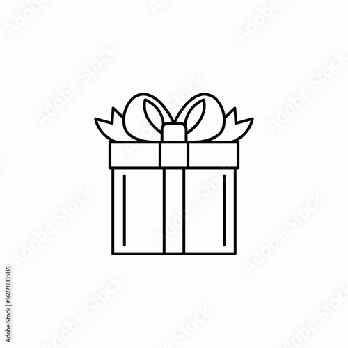 tall gift box bow icon sign vector