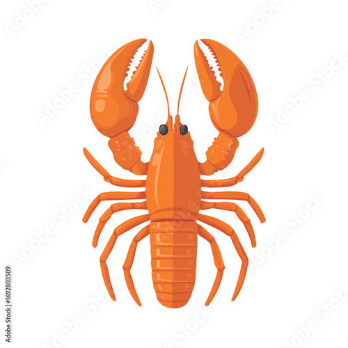 Minimal flat vector of a Lobster Thermidor, 2D icon-style illustration on white background