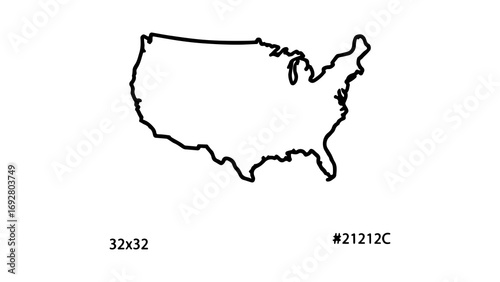 United States outline map with transparent background