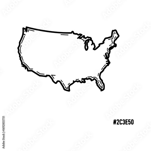 United States outline map with transparent background