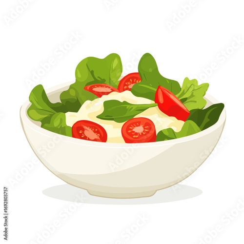 Flat 2D Melitzanosalata illustration, vector graphic in icon style, on white background