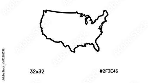United States outline map with transparent background