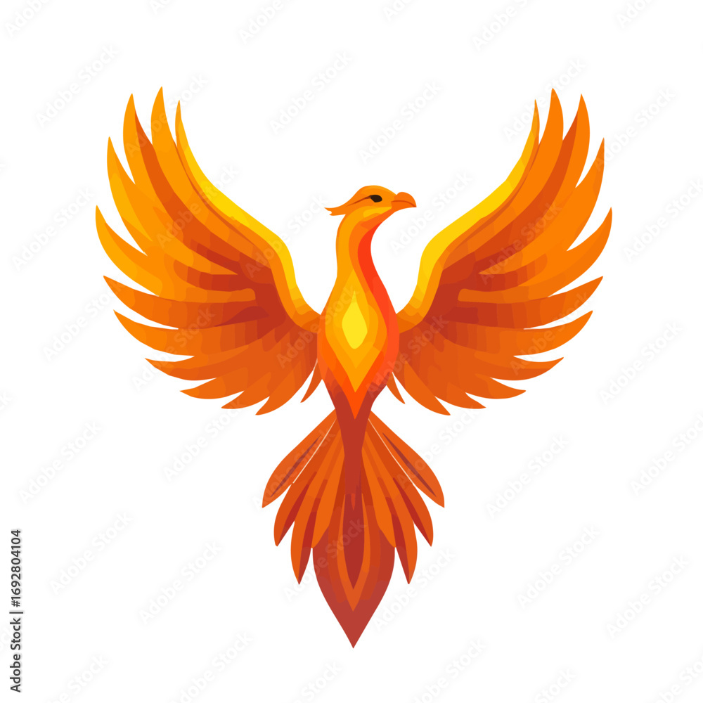 Fototapeta premium Minimal flat vector of a Phoenix, 2D icon-style illustration on white background