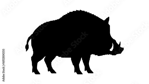 Wild boar silhouette with transparent background