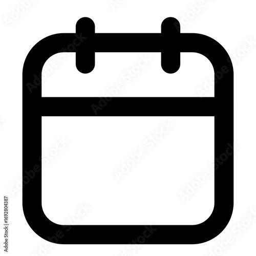 Minimalist outline icon of a blank calendar, representing event scheduling, time management, appointments, and date tracking. Ideal for digital interfaces and planning applications