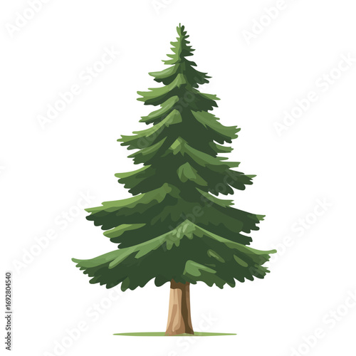 2D flat vector illustration of a Ponderosa Pine Tree in icon style, isolated on white background