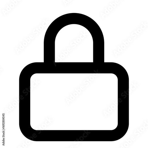 A simple black and white illustration of a padlock icon, representing security, privacy, and protection