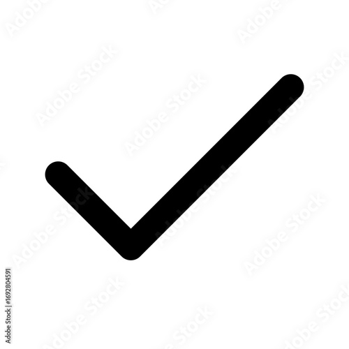Simple black checkmark icon signifying completion, correctness, approval, or success, ideal for web interfaces, applications, and various digital design projects