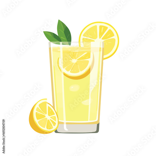 Flat 2D Lemon Spritzer illustration, vector graphic in icon style, on white background