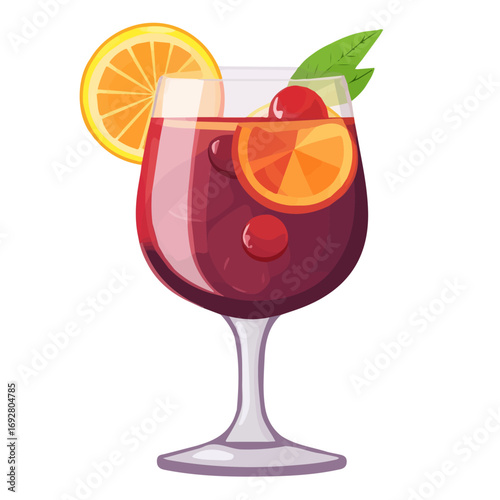 Flat 2D Sangria illustration, vector graphic in icon style, on white background