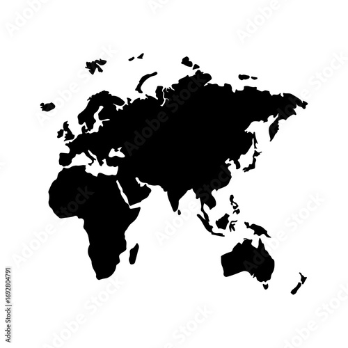 World map outline with transparent background