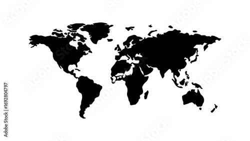World map outline with transparent background