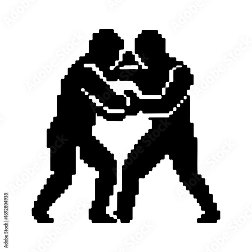 Wrestling match silhouette with transparent background